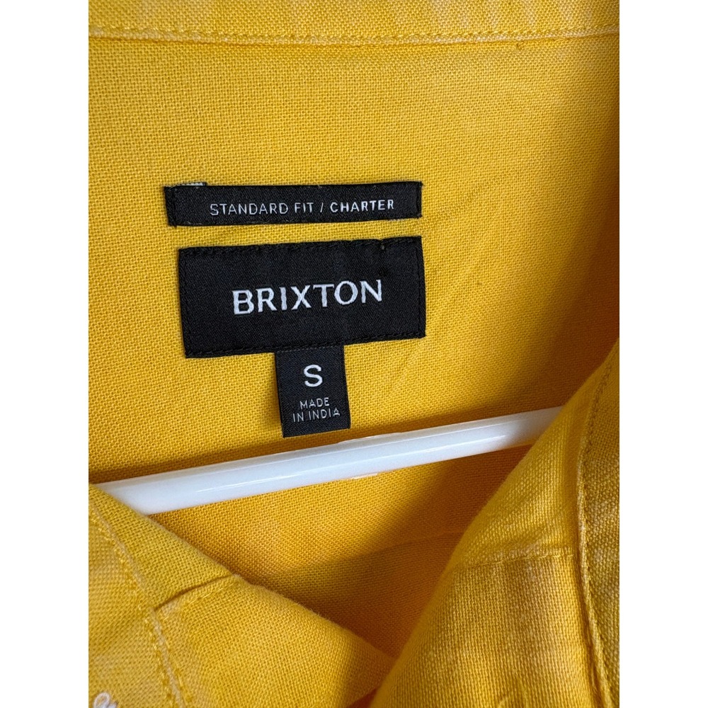 Brixton Charter Standard Fit Short Sleeve Button Up Shirt Mens Small Yellow NEW - Picture 3 of 6